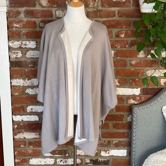 H by Halston Cape Kimono Poncho Cardigan two tone gray Size L/XL - Picture 3 of 8